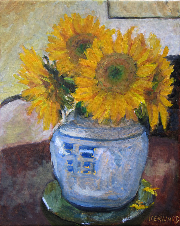 Sunflowers In Chinese Urn