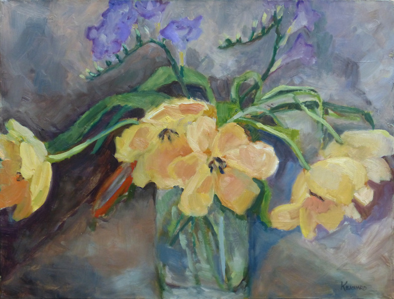 White Amaryllis on Fauve Print
