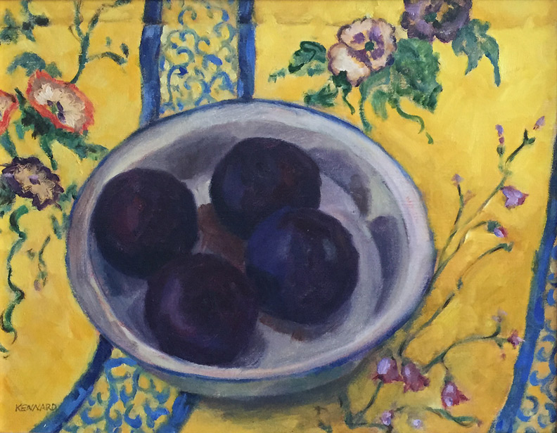 Plums on Yellow Print