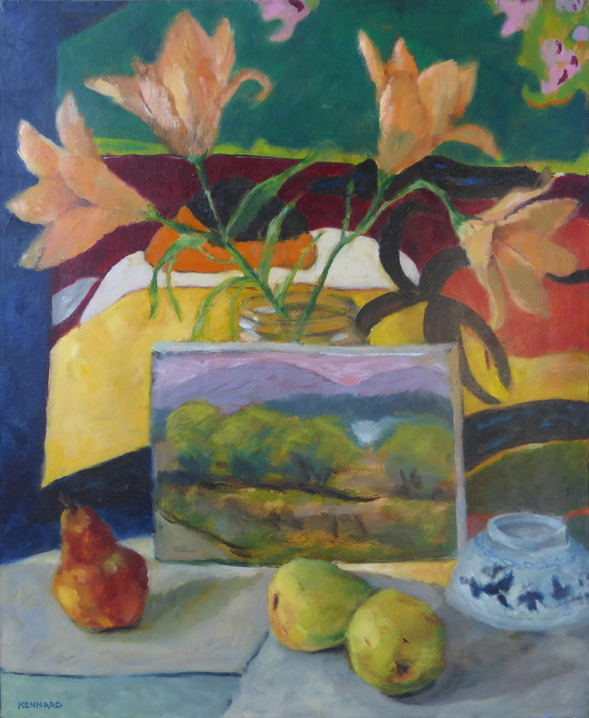 Still Life on Fauve Print with Landscape