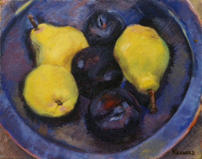 Plums And Pears Blue Plate