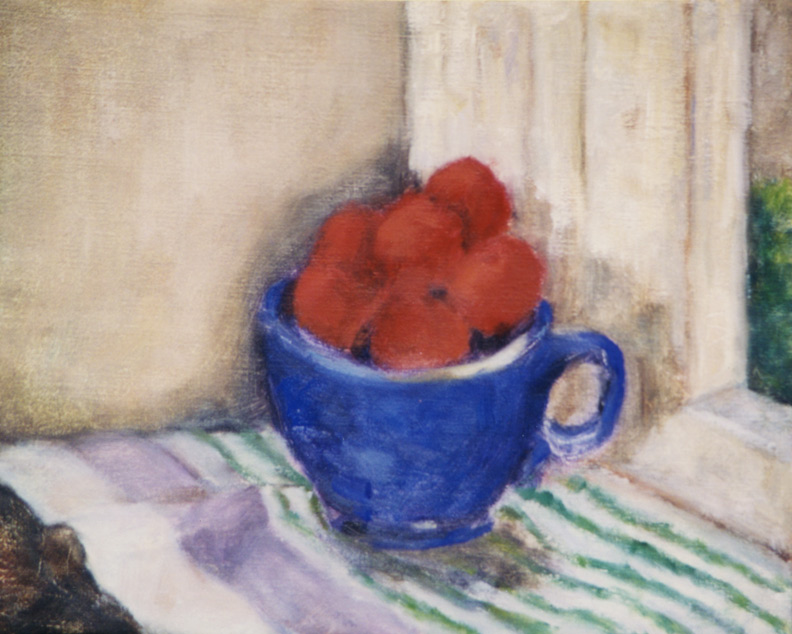 Blue Teacup with Strawberries